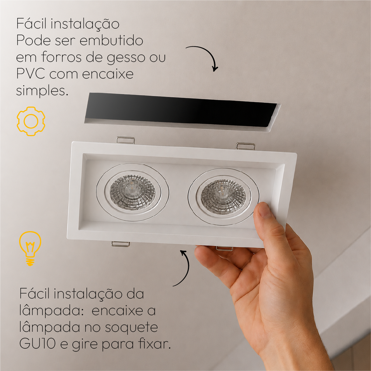 Kit 10 Spot Recuado Duplo + Lampada Led Par20 7w 3000k Branco Quente E27 Branco Alut - ALUT