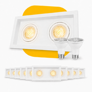 Kit 10 Spot Recuado Duplo + Lampada Led Par20 7w 3000k Branco Quente E27 Branco Alut - ALUT