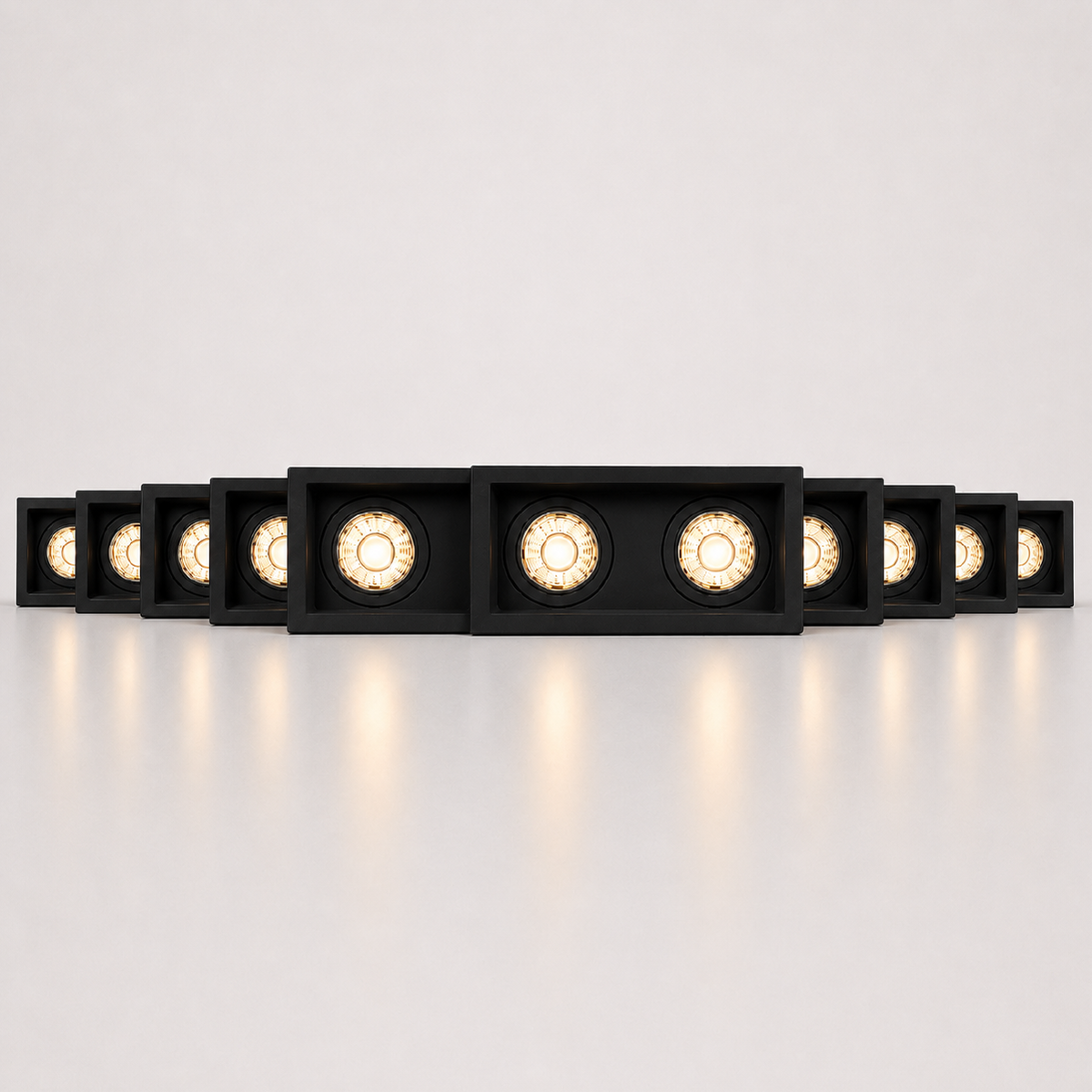 Kit 10 Spot Recuado Duplo + Lampada Led Par20 7w 3000k Branco Quente E27 Preto Alut - ALUT