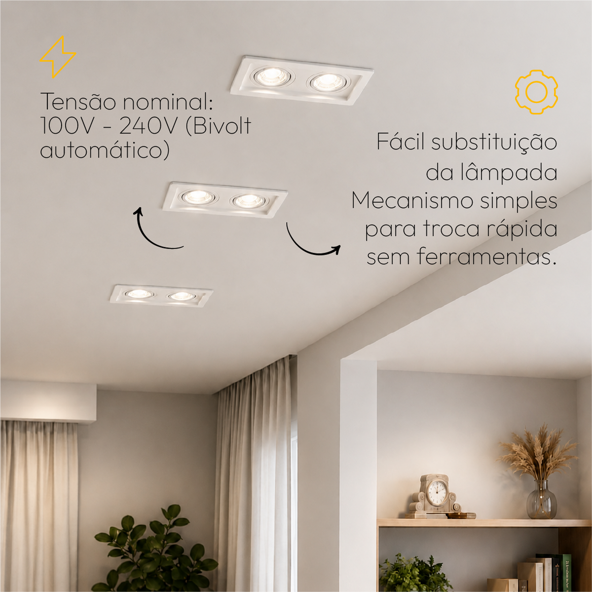 Kit 10 Spot Recuado Duplo + Lampada Led Par20 7w 4000k Branco Neutro E27 Branco Alut - ALUT