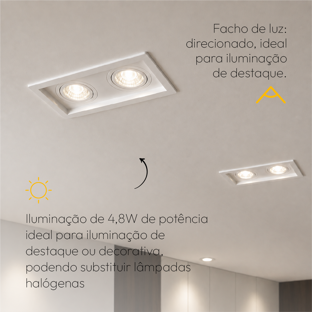 Kit 10 Spot Recuado Duplo + Lampada Led Par20 7w 4000k Branco Neutro E27 Branco Alut - ALUT