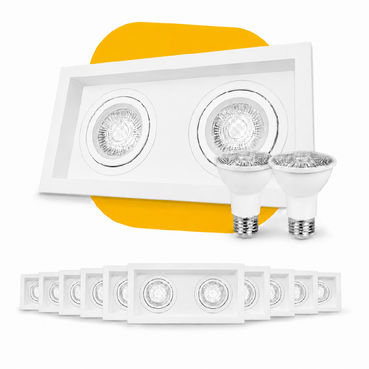 Kit 10 Spot Recuado Duplo + Lampada Led Par20 7w 4000k Branco Neutro E27 Branco Alut - ALUT