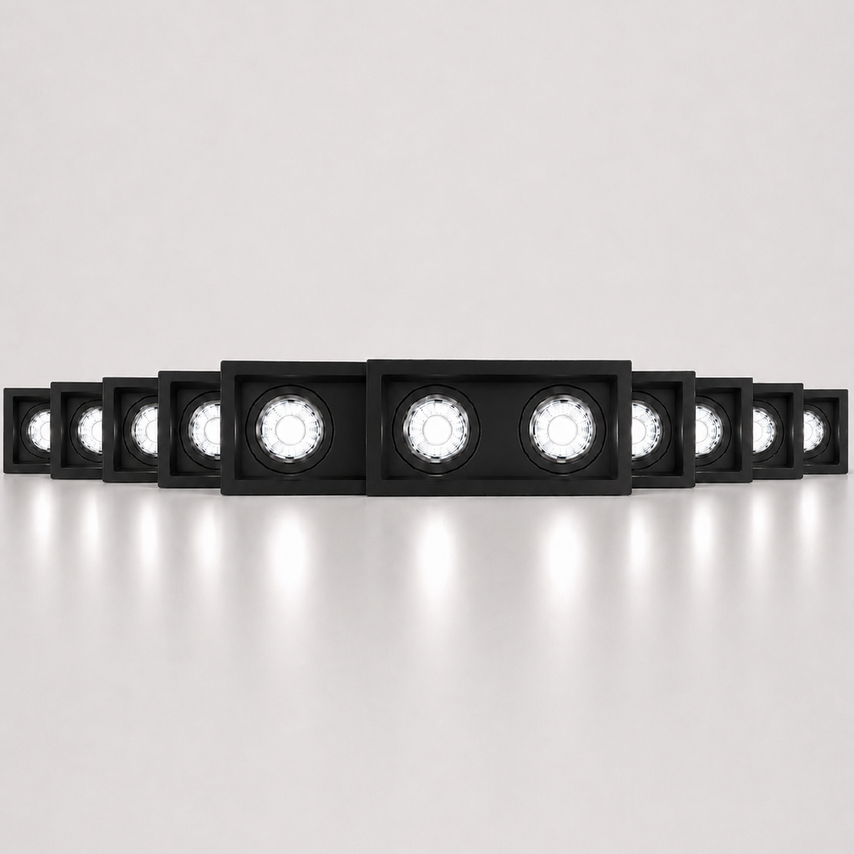 Kit 10 Spot Recuado Duplo + Lampada Led Par20 7w 4000k Branco Neutro E27 Preto Alut - ALUT