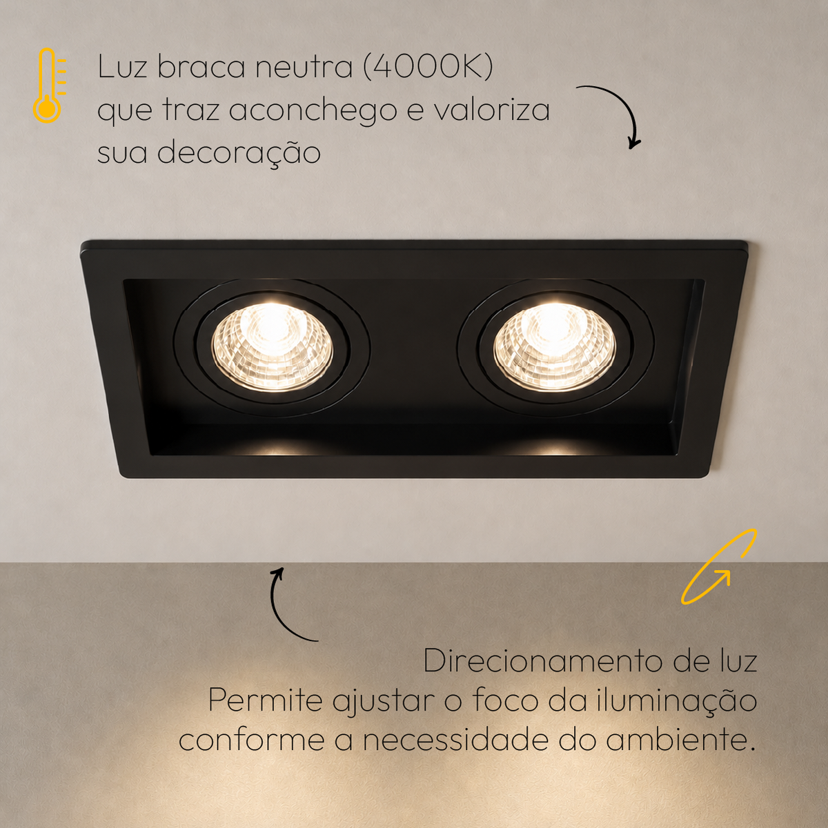 Kit 10 Spot Recuado Duplo + Lampada Led Par20 7w 4000k Branco Neutro E27 Preto Alut - ALUT