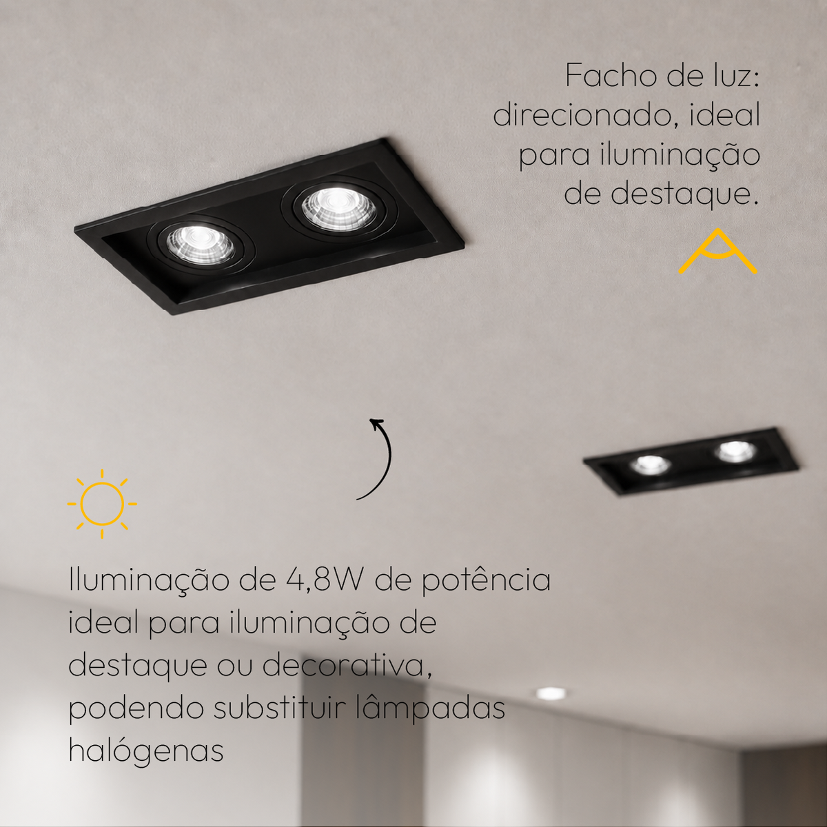 Kit 10 Spot Recuado Duplo + Lampada Led Par20 7w 4000k Branco Neutro E27 Preto Alut - ALUT