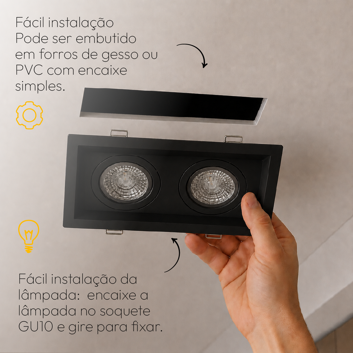 Kit 10 Spot Recuado Duplo + Lampada Led Par20 7w 4000k Branco Neutro E27 Preto Alut - ALUT