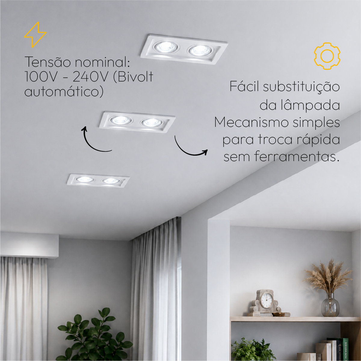 Kit 10 Spot Recuado Duplo + Lampada Led Par20 7w 6500k Branco Frio E27 Branco Alut - ALUT