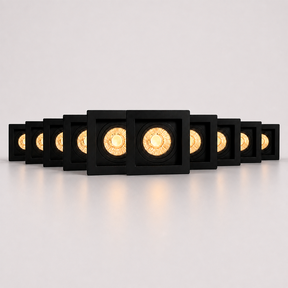 Kit 10 Spot Recuado Quadrado + Lampada Led Dicróica MR16 4,8w 3000k Branco Quente GU10 Preto Alut - ALUT