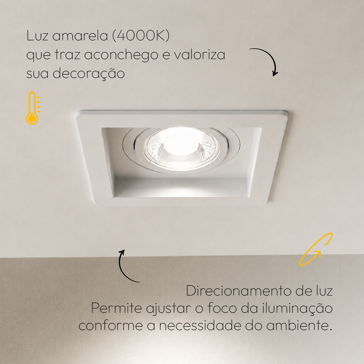Kit 10 Spot Recuado Quadrado + Lampada Led Dicróica MR16 4,8w 4000k Branco Neutro GU10 Branco Alut - ALUT