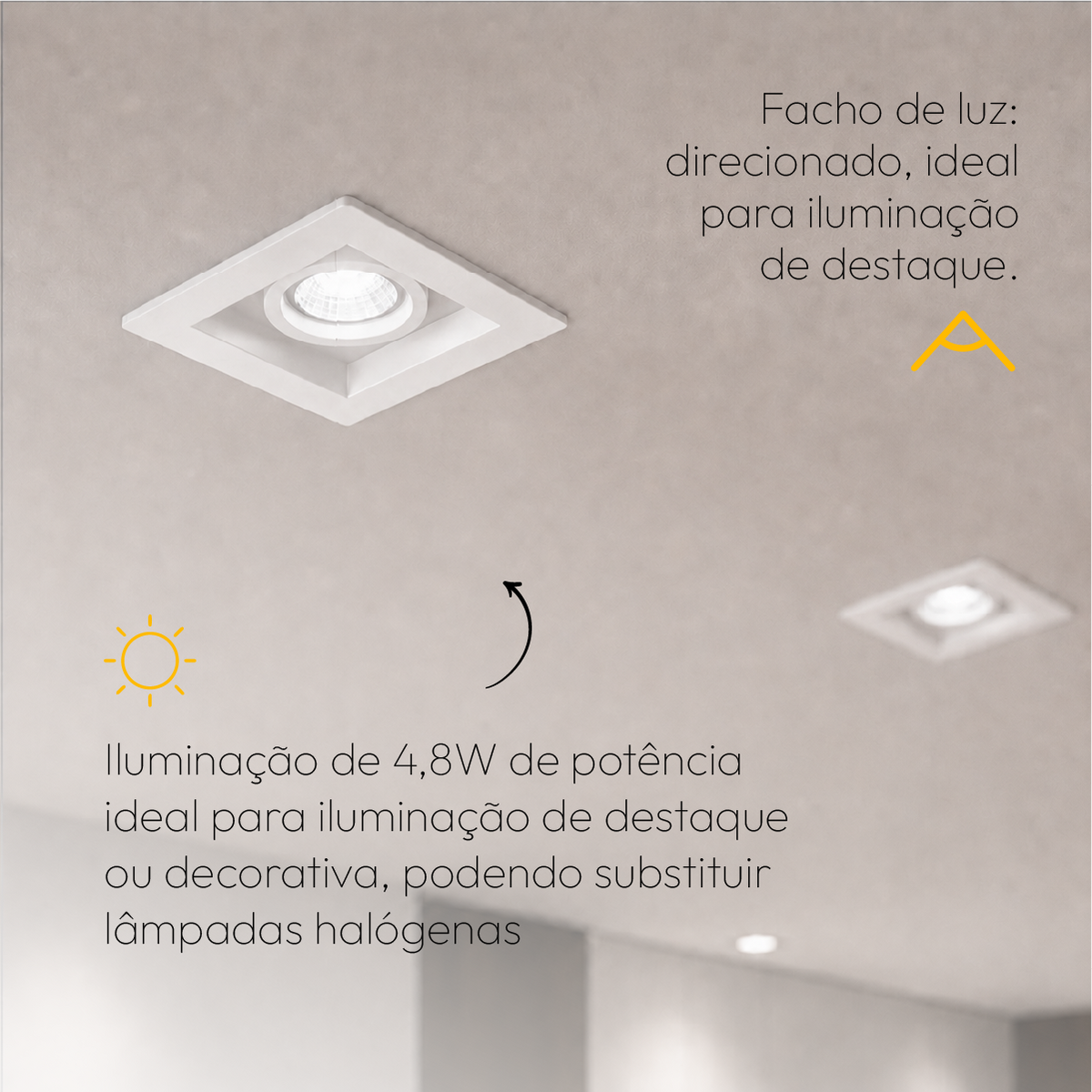 Kit 10 Spot Recuado Quadrado + Lampada Led Dicróica MR16 4,8w 4000k Branco Neutro GU10 Branco Alut - ALUT