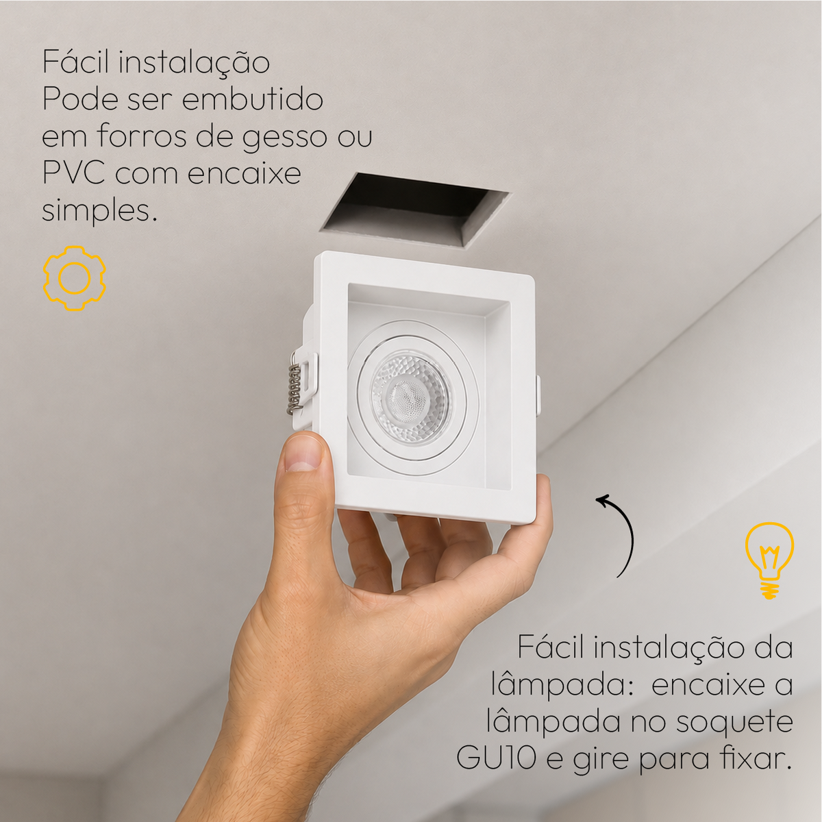 Kit 10 Spot Recuado Quadrado + Lampada Led Dicróica MR16 4,8w 4000k Branco Neutro GU10 Branco Alut - ALUT