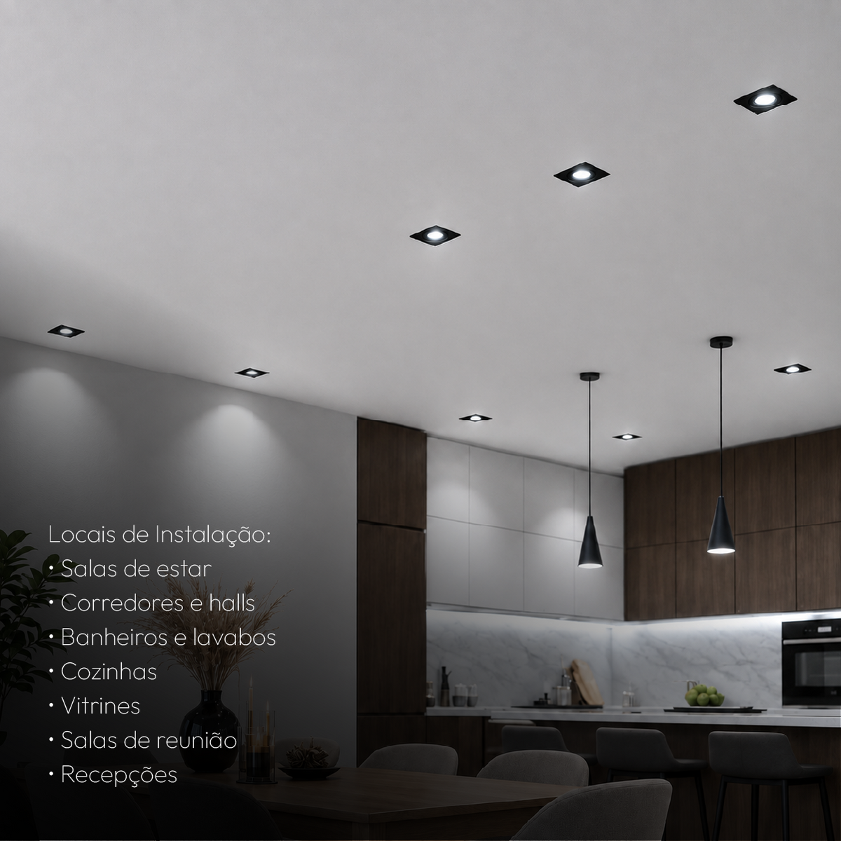 Kit 10 Spot Recuado Quadrado + Lâmpada Led Dicróica MR16 4,8w 6500k Branco Frio GU10 Preto Alut - ALUT