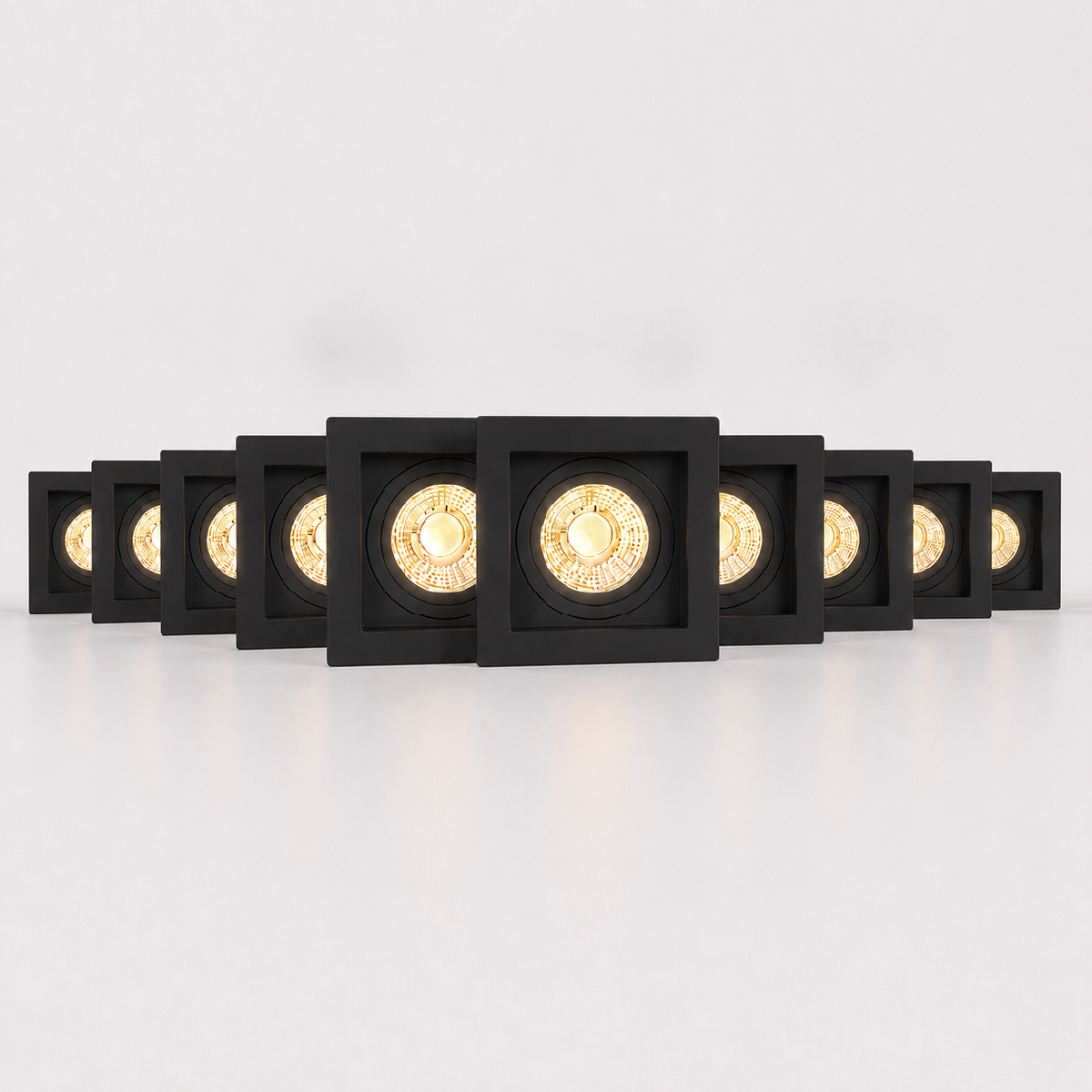 Kit 10 Spot Recuado Quadrado + Lampada Led Par20 7w 3000k Branco Quente E27 Preto Alut - ALUT