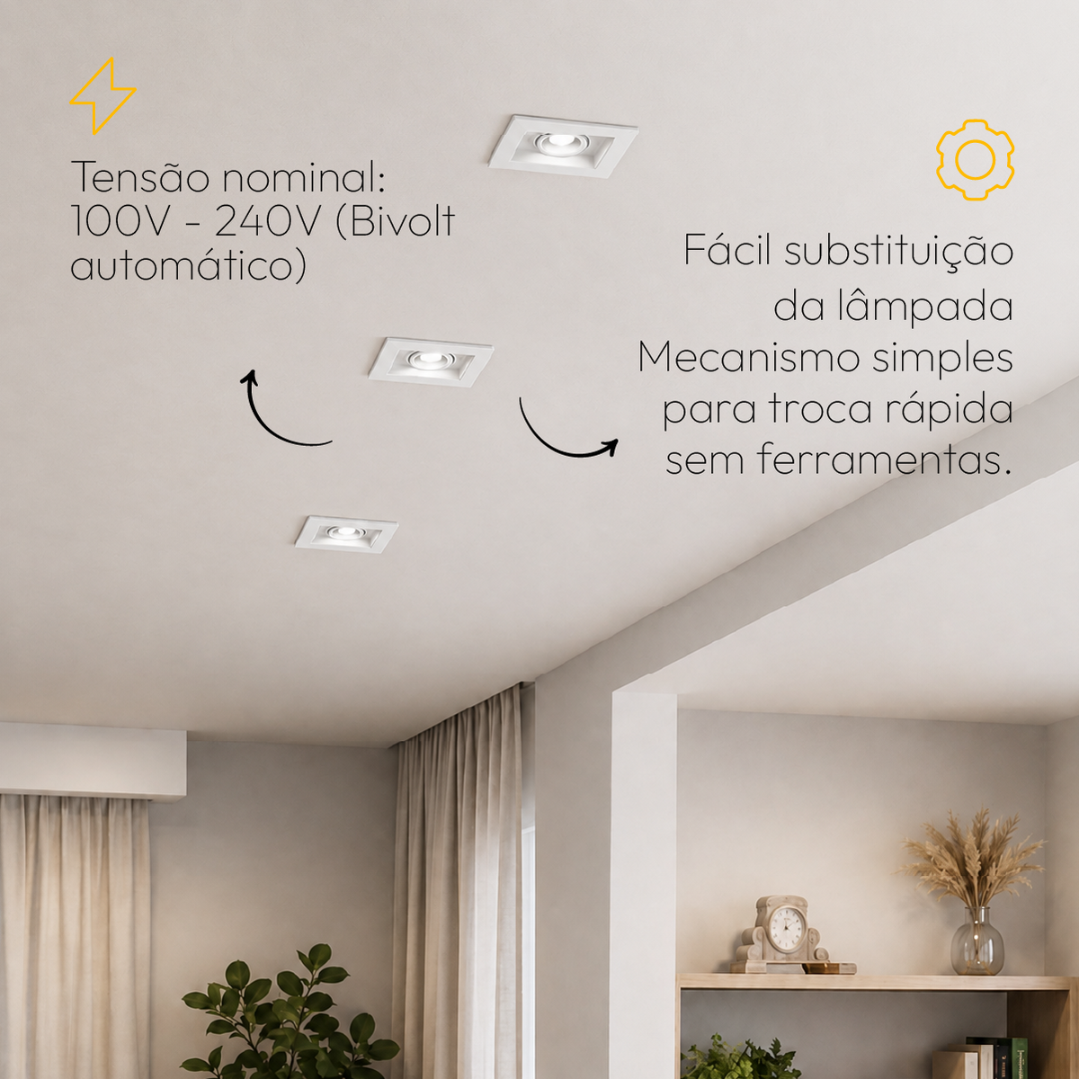 Kit 10 Spot Recuado Quadrado + Lampada Led Par20 7w 4000k Branco Neutro E27 Branco Alut - ALUT