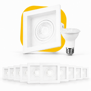 Kit 10 Spot Recuado Quadrado + Lampada Led Par20 7w 4000k Branco Neutro E27 Branco Alut - ALUT