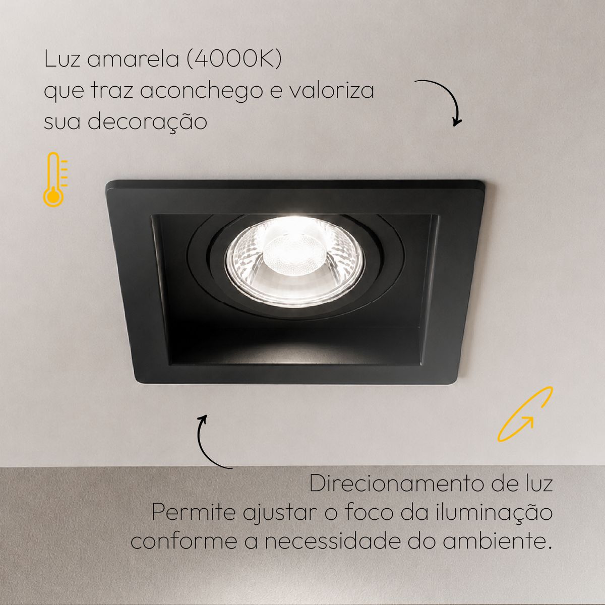 Kit 10 Spot Recuado Quadrado + Lampada Led Par20 7w 4000k Branco Neutro E27 Preto Alut - ALUT