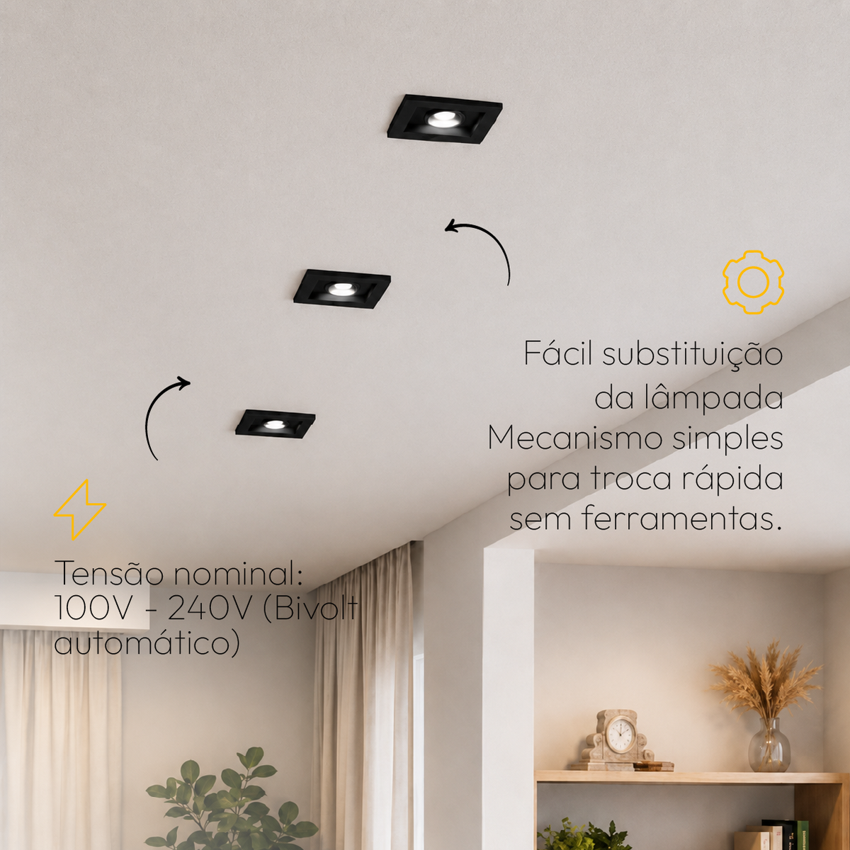 Kit 10 Spot Recuado Quadrado + Lampada Led Par20 7w 4000k Branco Neutro E27 Preto Alut - ALUT