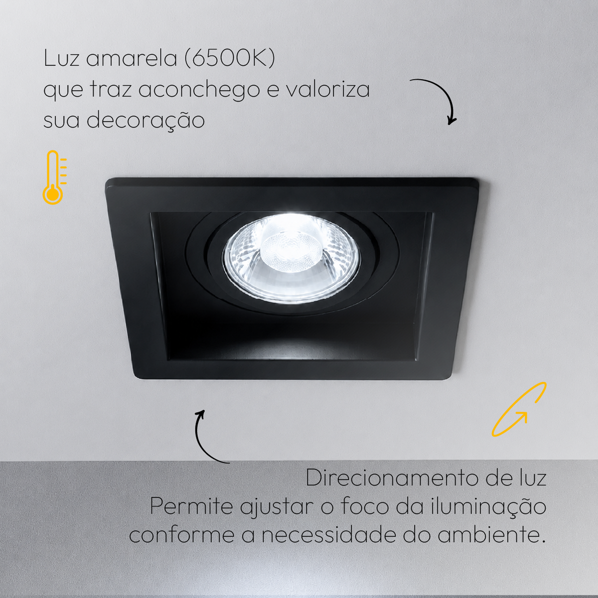 Kit 10 Spot Recuado Quadrado + Lampada Led Par20 7w 6500k Branco Frio E27 Preto Alut - ALUT