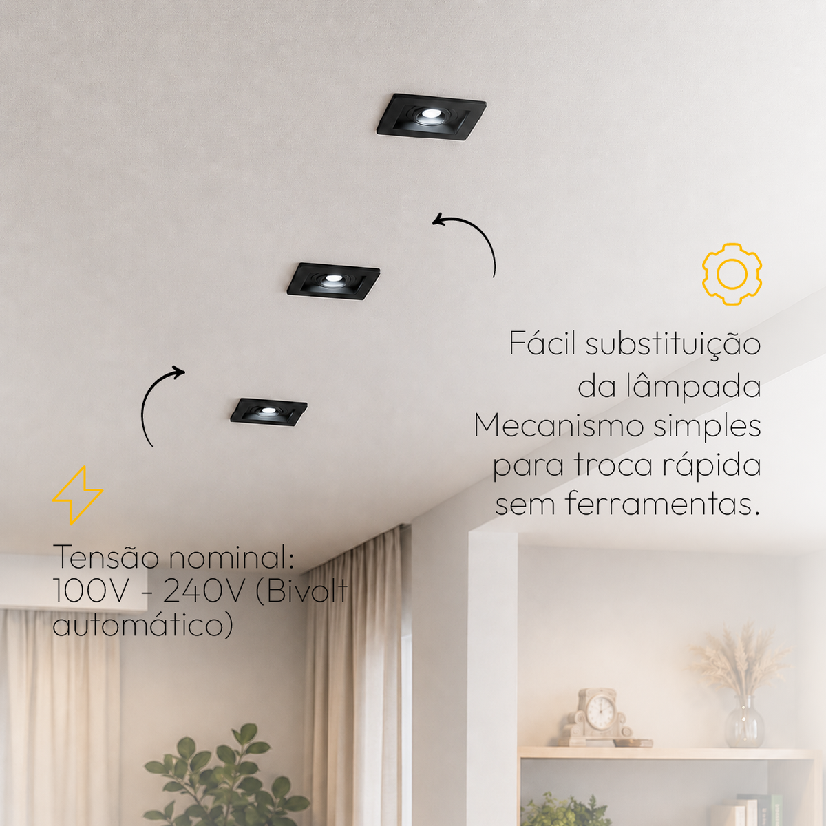 Kit 10 Spot Recuado Quadrado + Lampada Led Par20 7w 6500k Branco Frio E27 Preto Alut - ALUT
