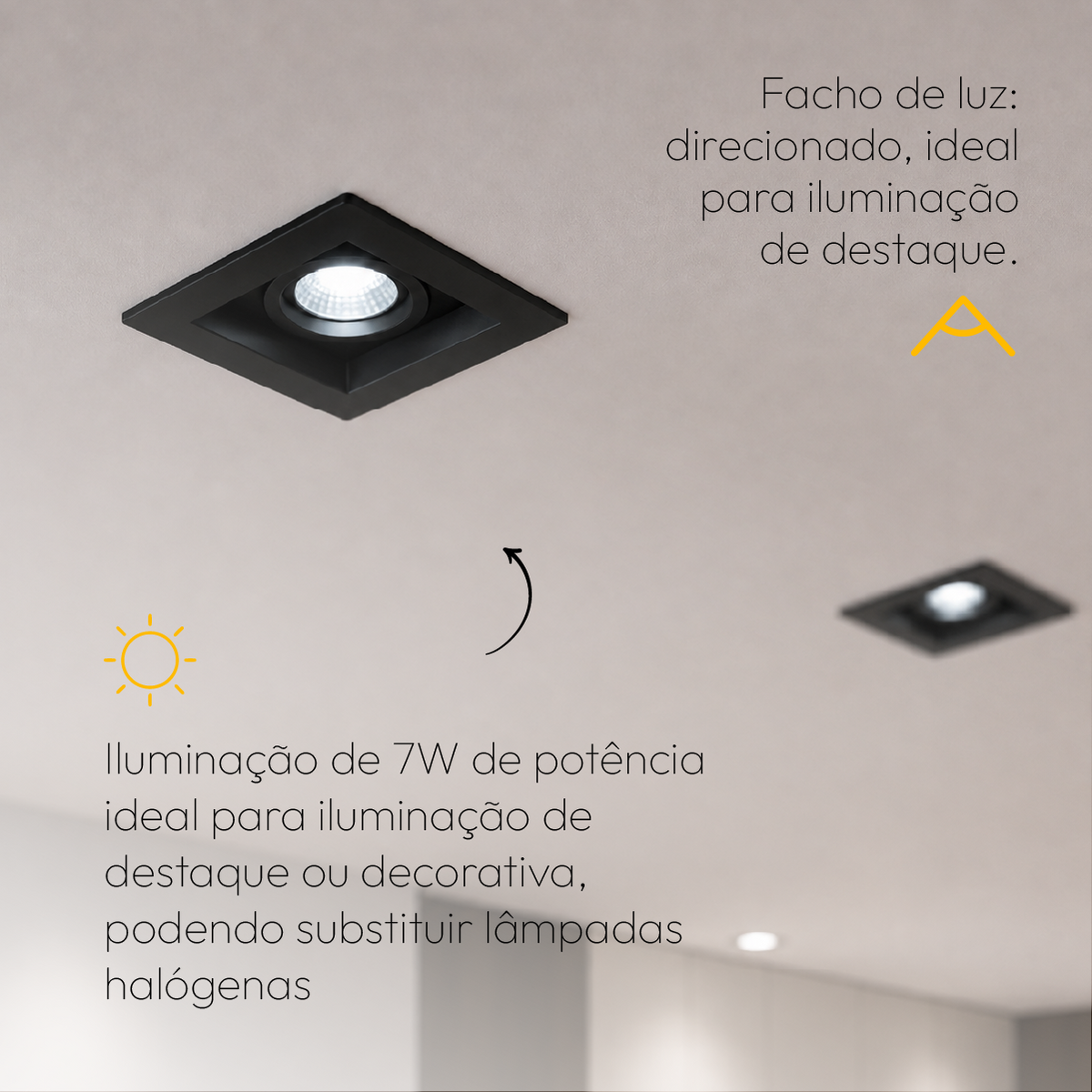 Kit 10 Spot Recuado Quadrado + Lampada Led Par20 7w 6500k Branco Frio E27 Preto Alut - ALUT
