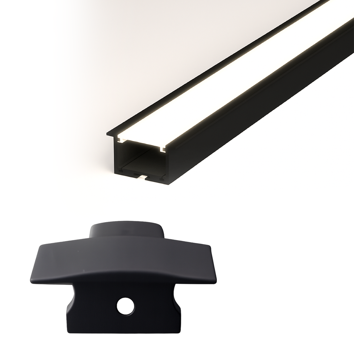 Kit 10 Tampas de Perfil Risque Inside 24x15mm Com Furo Preto Alut - ALUT