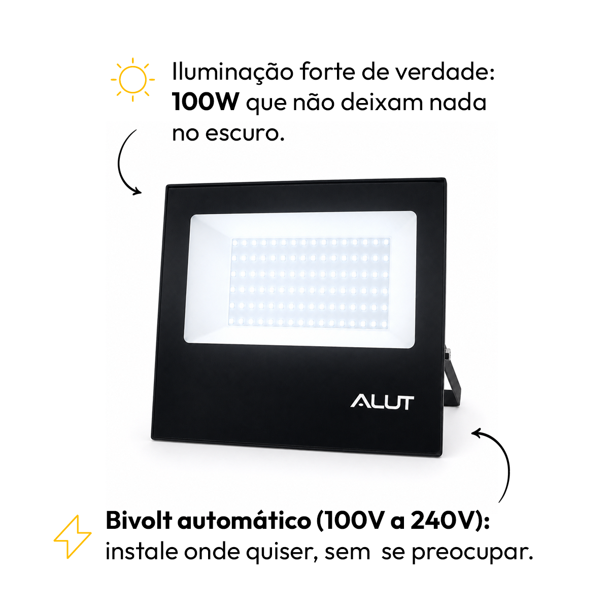Kit 3 Refletor Led 100w 6500k Branco Frio Bivolt a prova d'água Alut - ALUT