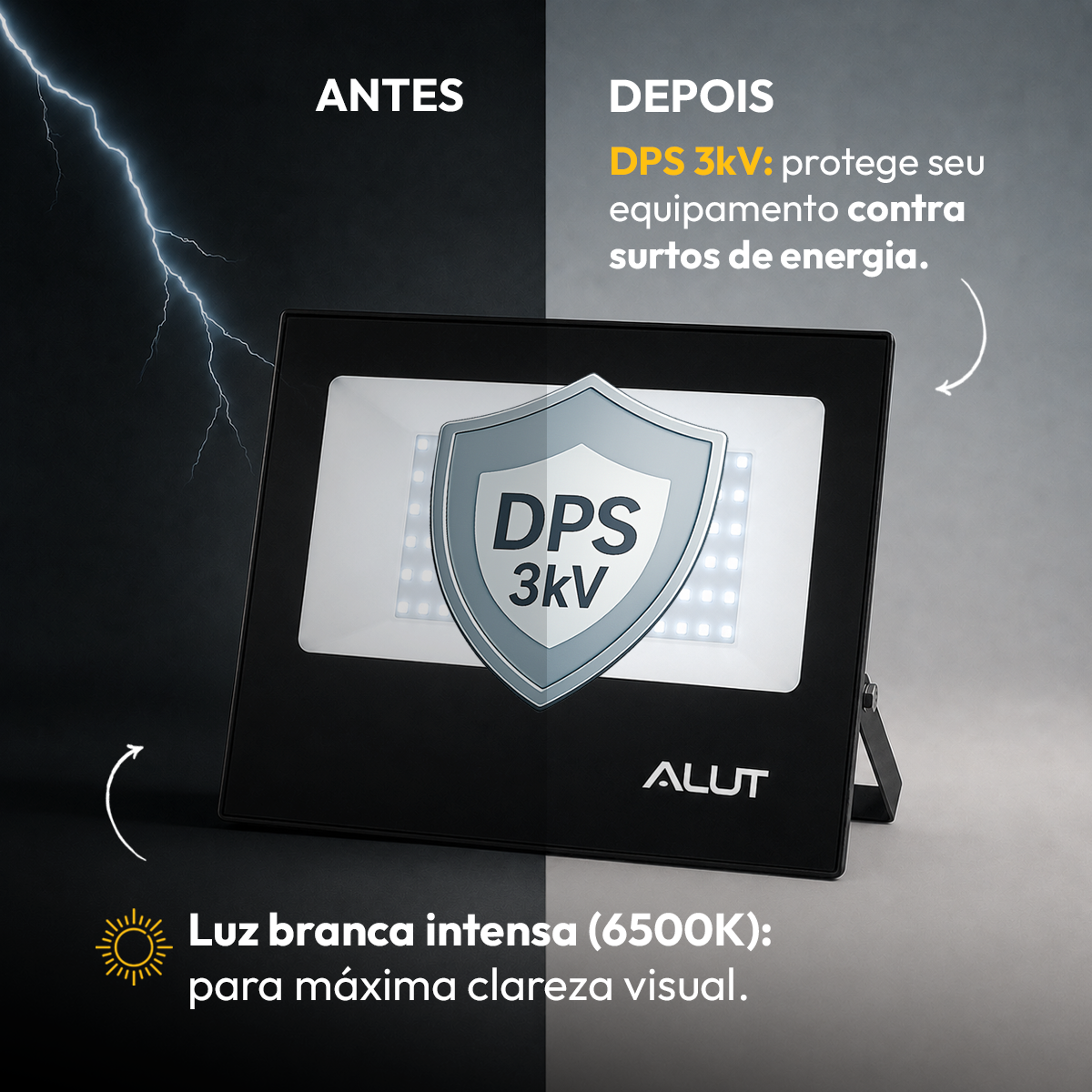 Kit 3 Refletor Led 100w 6500k Branco Frio Bivolt a prova d'água Alut - ALUT