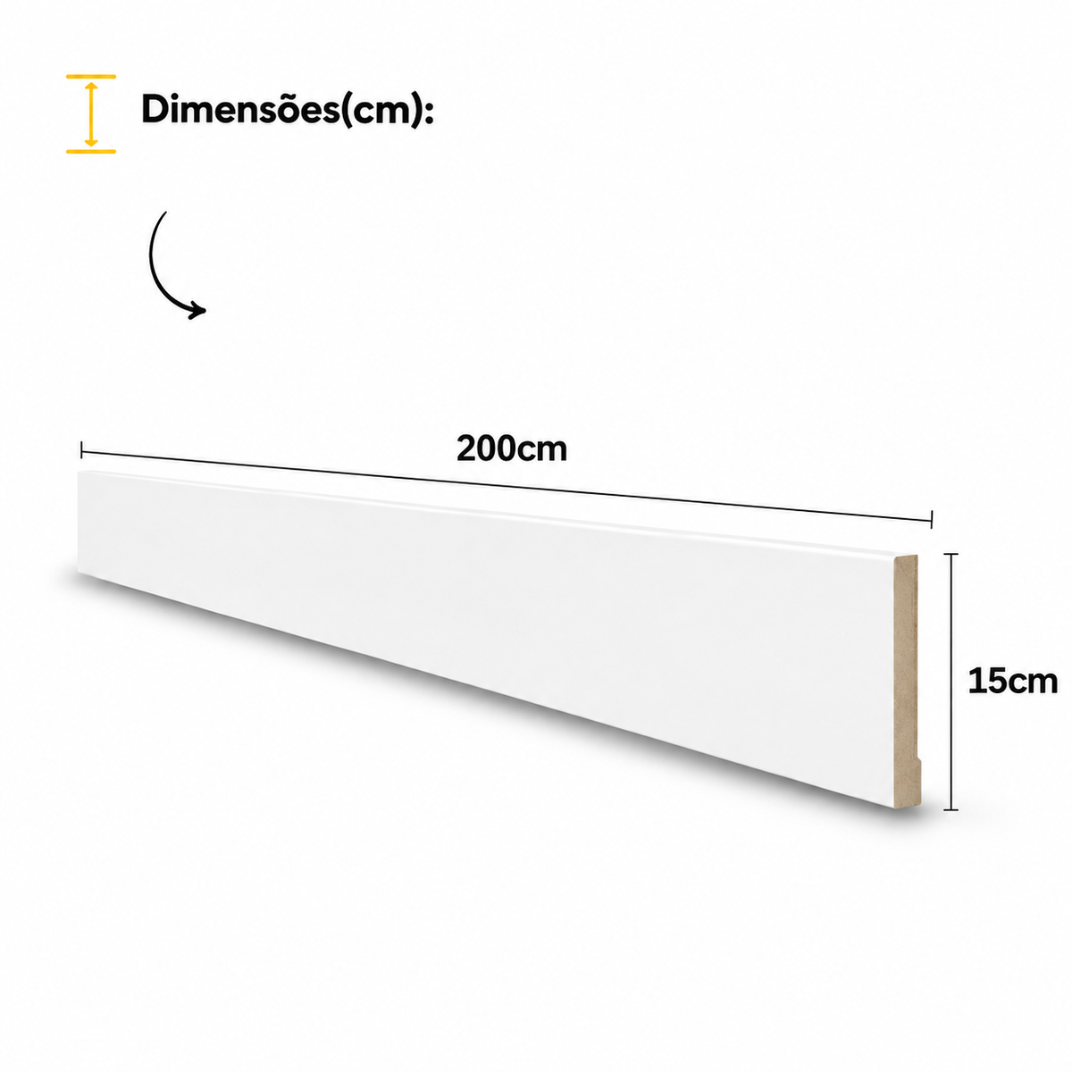 Kit 5 Barras 2m Rodapé Liso Moldura 200x15cm Branco Alut - ALUT