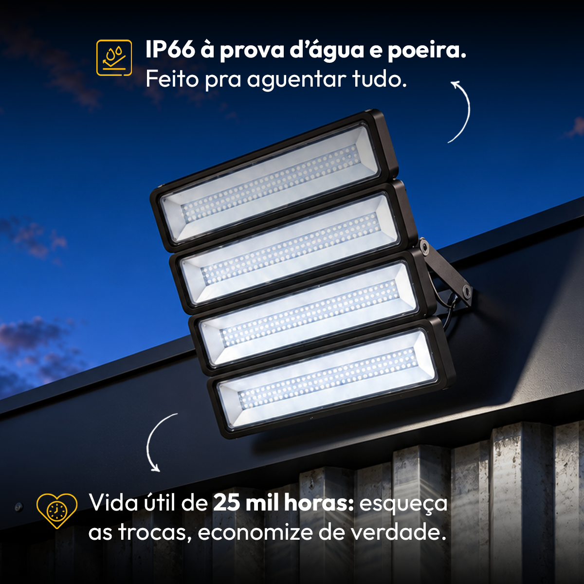 Kit 5 Refletor Led Profissional 200w 6500k Branco Frio Bivolt Ip66 a prova d'água Preto Alut - ALUT