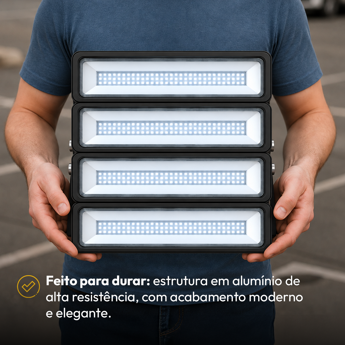Kit 5 Refletor Led Profissional 200w 6500k Branco Frio Bivolt Ip66 a prova d'água Preto Alut - ALUT