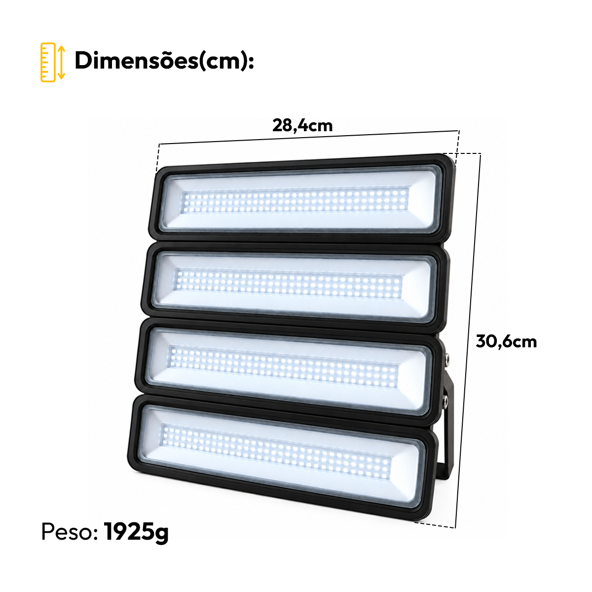 Kit 5 Refletor Led Profissional 200w 6500k Branco Frio Bivolt Ip66 a prova d'água Preto Alut - ALUT