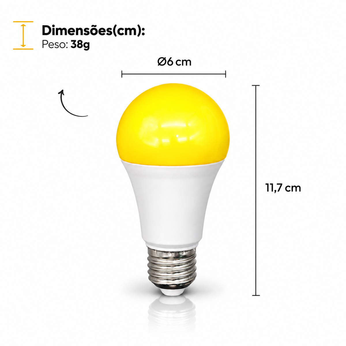 Lâmpada Led Pera Anti Inseto 12w 3200K Amarelo E27 Bivolt Branco Leitoso Alut - ALUT