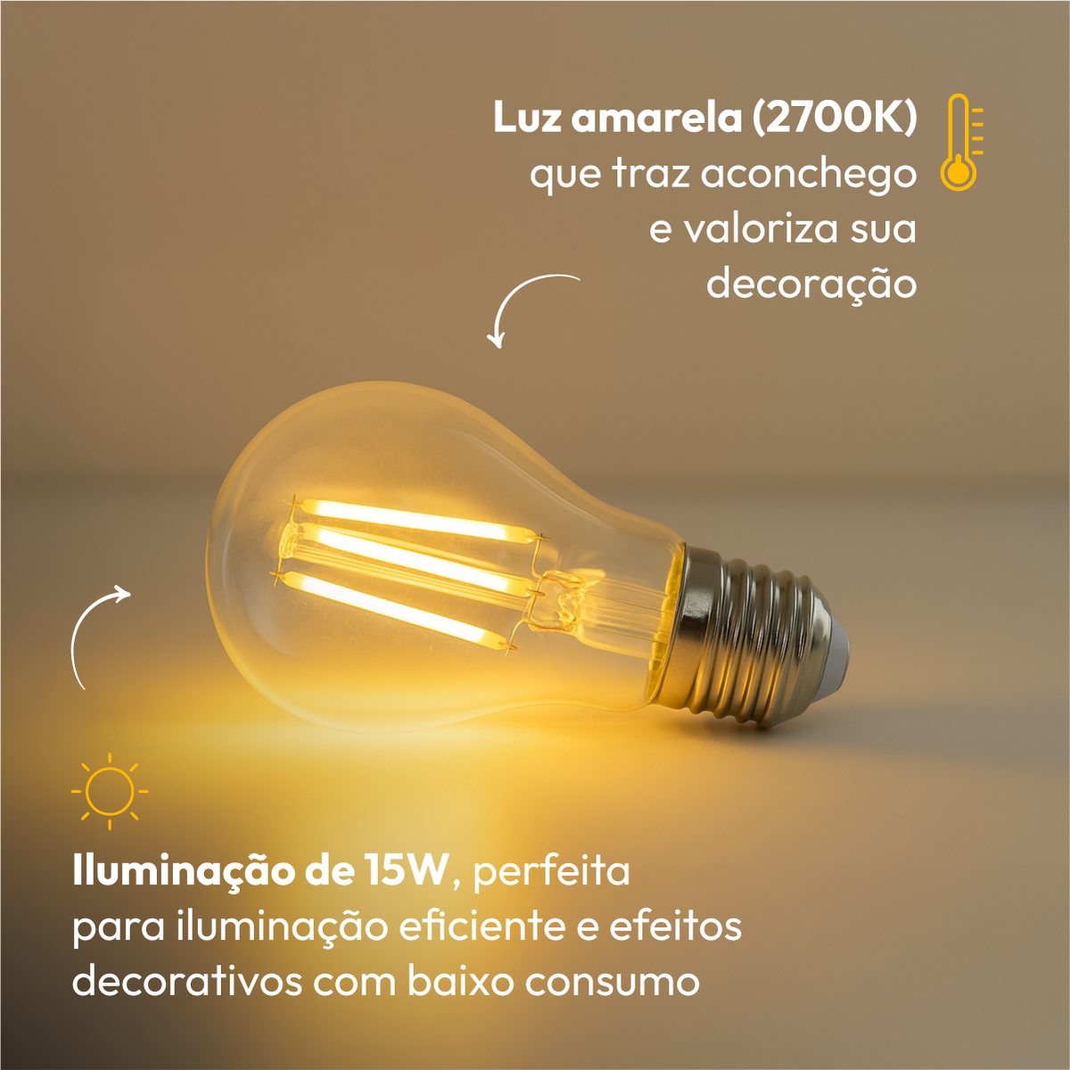 Lâmpada Led Pera Filamento Clear 15w 2700k Branco Quente E27 Alut - ALUT
