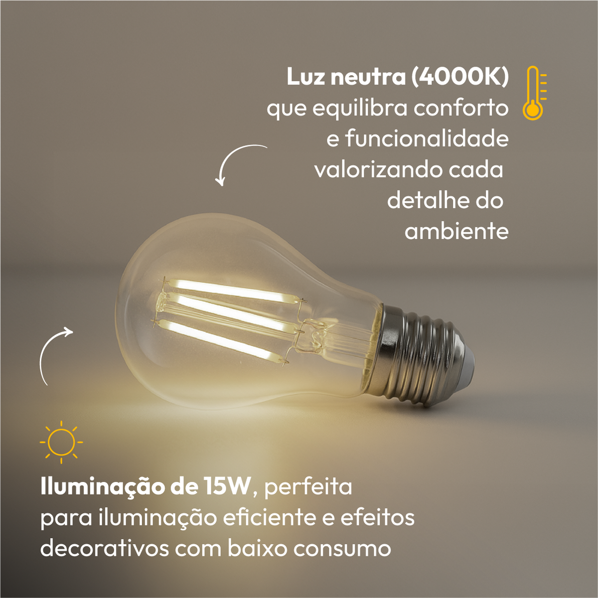 Lâmpada Led Pera Filamento Clear 15w 4000k Branco Neutro E27 Alut - ALUT