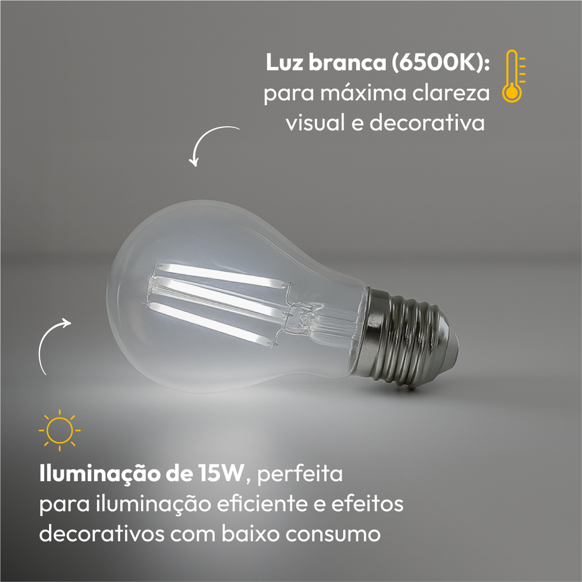 Lâmpada Led Pera Filamento Clear 15W 6500k Branco Frio E27 Alut - ALUT
