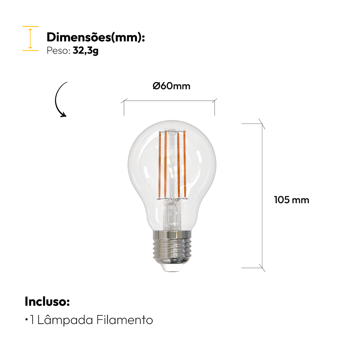 Lâmpada Led Pera Filamento Clear 15W 6500k Branco Frio E27 Alut - ALUT