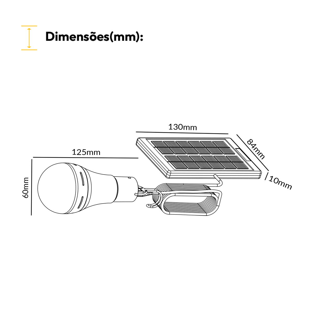 Lâmpada Led Pera Painel Solar 2w 6500k Branco Frio até 8h bateria Alut - ALUT