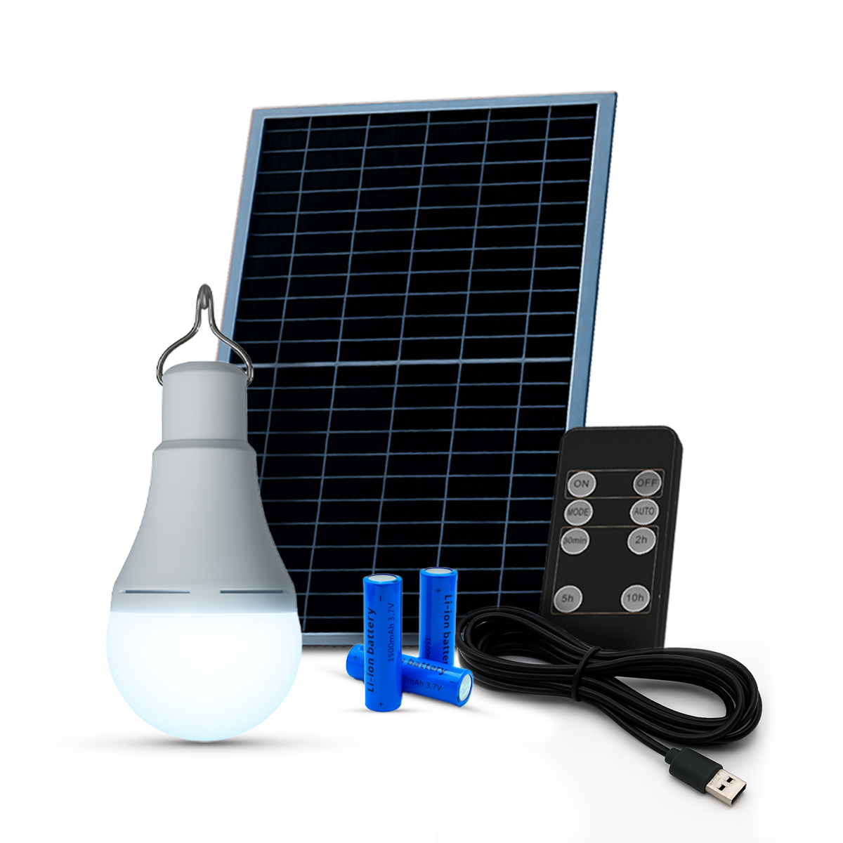 Lâmpada Led Pera Painel Solar 2w 6500k Branco Frio até 8h bateria Alut - ALUT