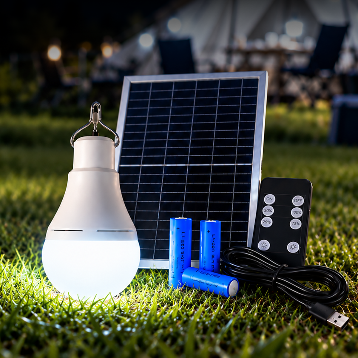 Lâmpada Led Pera Painel Solar 2w 6500k Branco Frio até 8h bateria Alut - ALUT