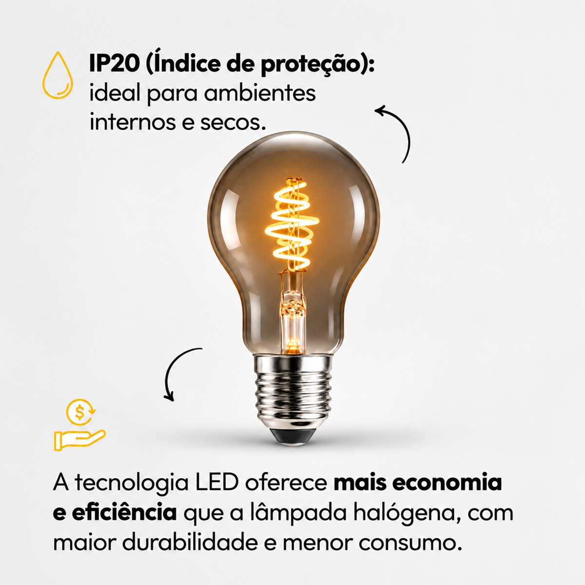 Lâmpada Led Retro A60 5w 2200k Branco Quente E27 Bivolt Alut - ALUT