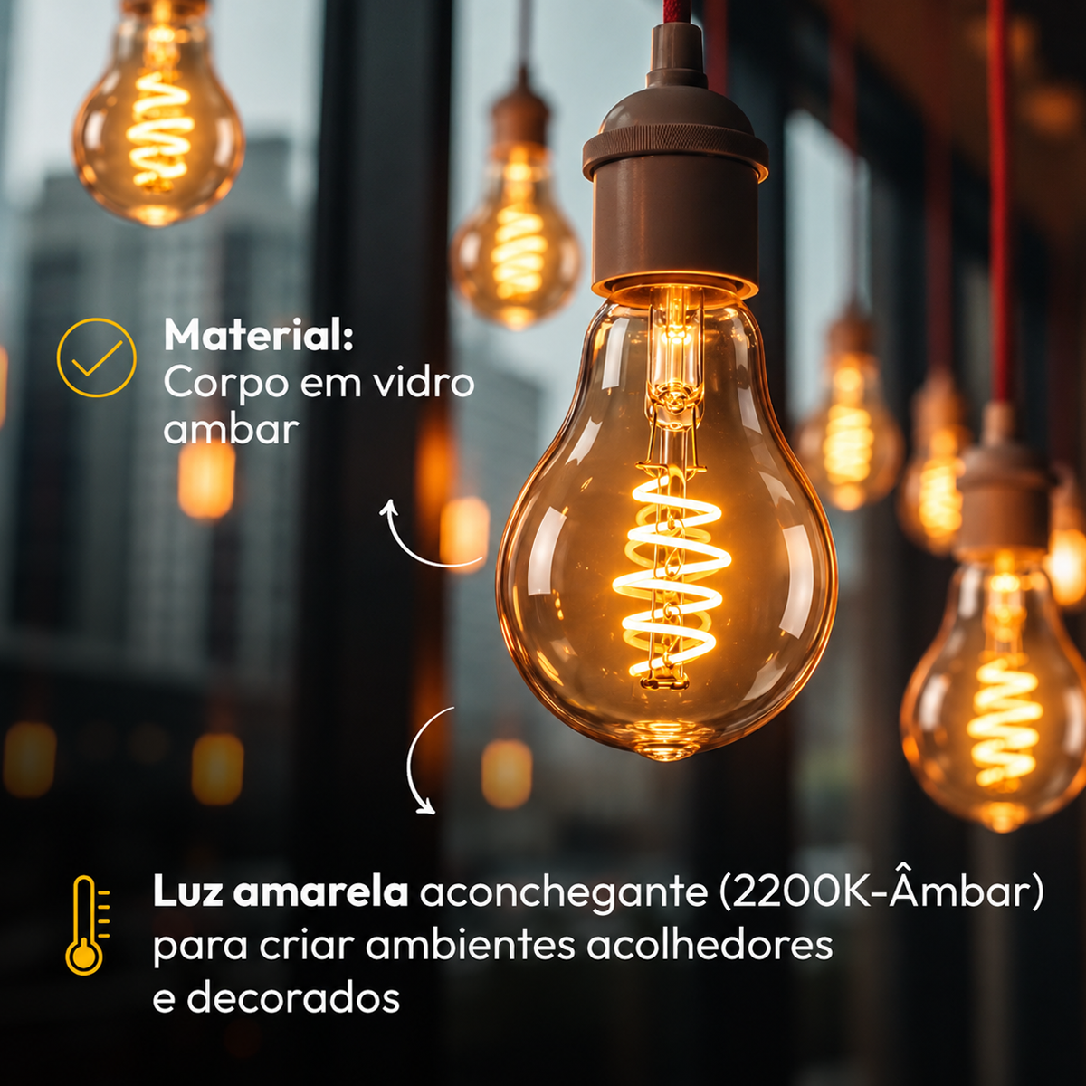 Lâmpada Led Retro A60 5w 2200k Branco Quente E27 Bivolt Alut - ALUT
