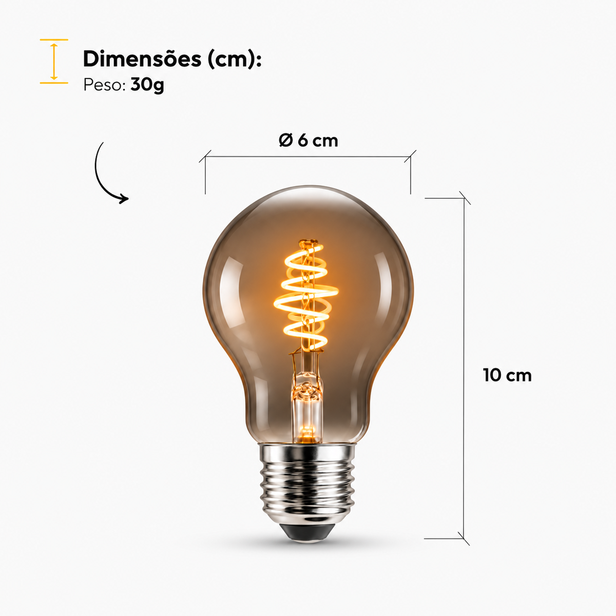 Lâmpada Led Retro A60 5w 2200k Branco Quente E27 Bivolt Alut - ALUT
