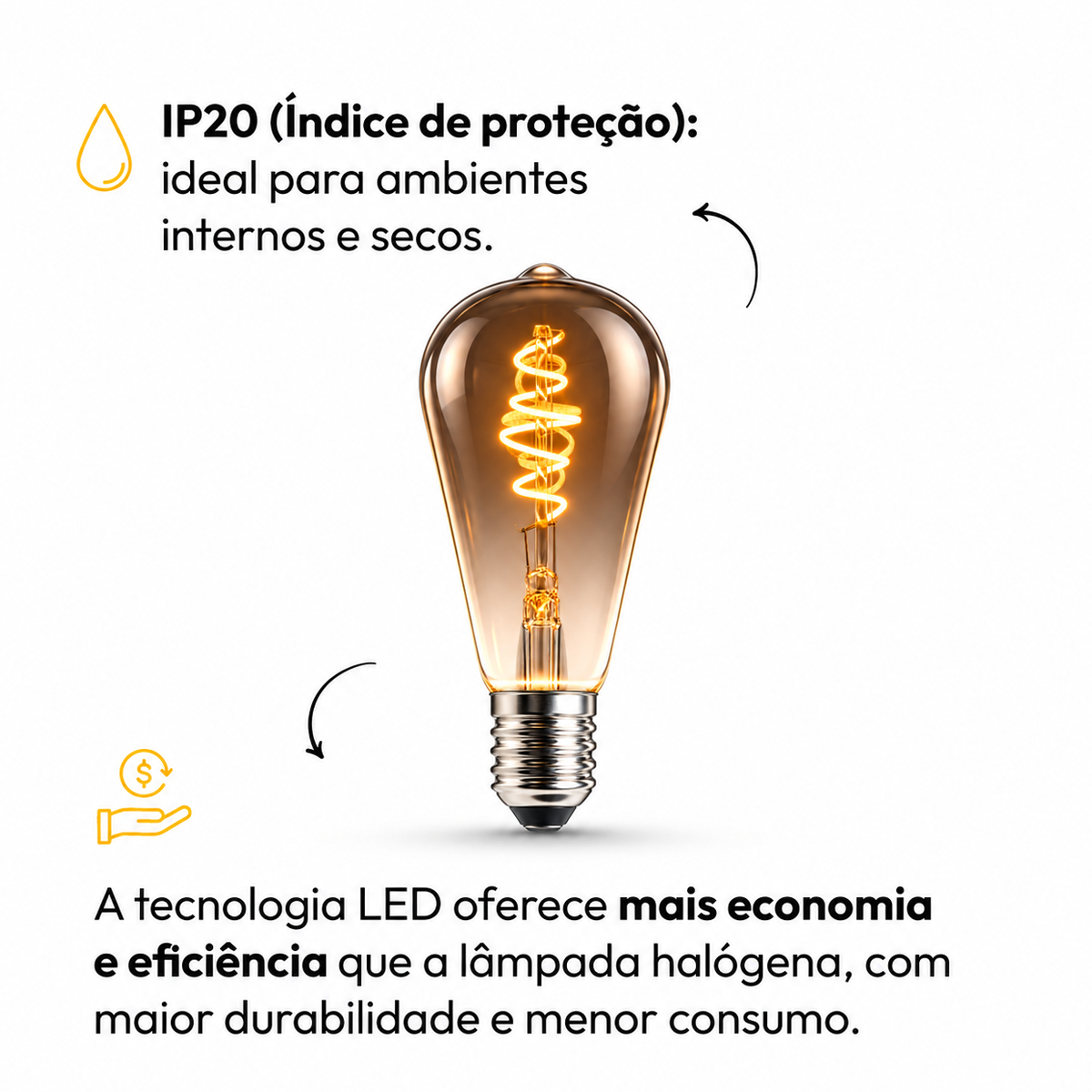 Lâmpada Led Retro St64 5w 2200k Branco Quente E27 Bivolt Alut - ALUT