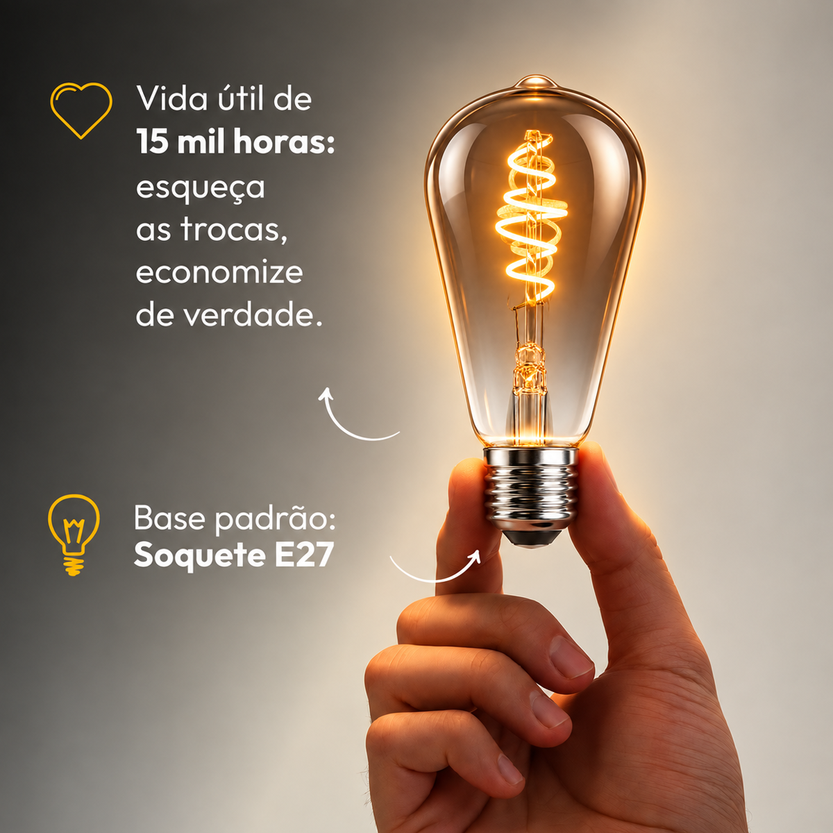 Lâmpada Led Retro St64 5w 2200k Branco Quente E27 Bivolt Alut - ALUT