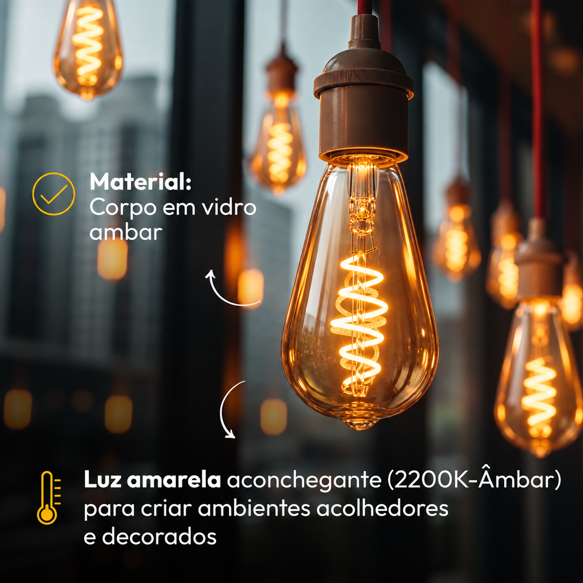 Lâmpada Led Retro St64 5w 2200k Branco Quente E27 Bivolt Alut - ALUT