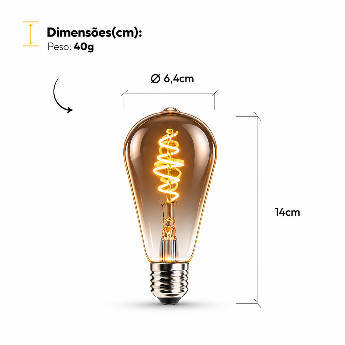 Lâmpada Led Retro St64 5w 2200k Branco Quente E27 Bivolt Alut - ALUT