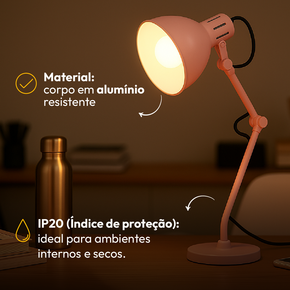 Luminária De Mesa Led Lumix Rosa 25w E27 Alut - ALUT