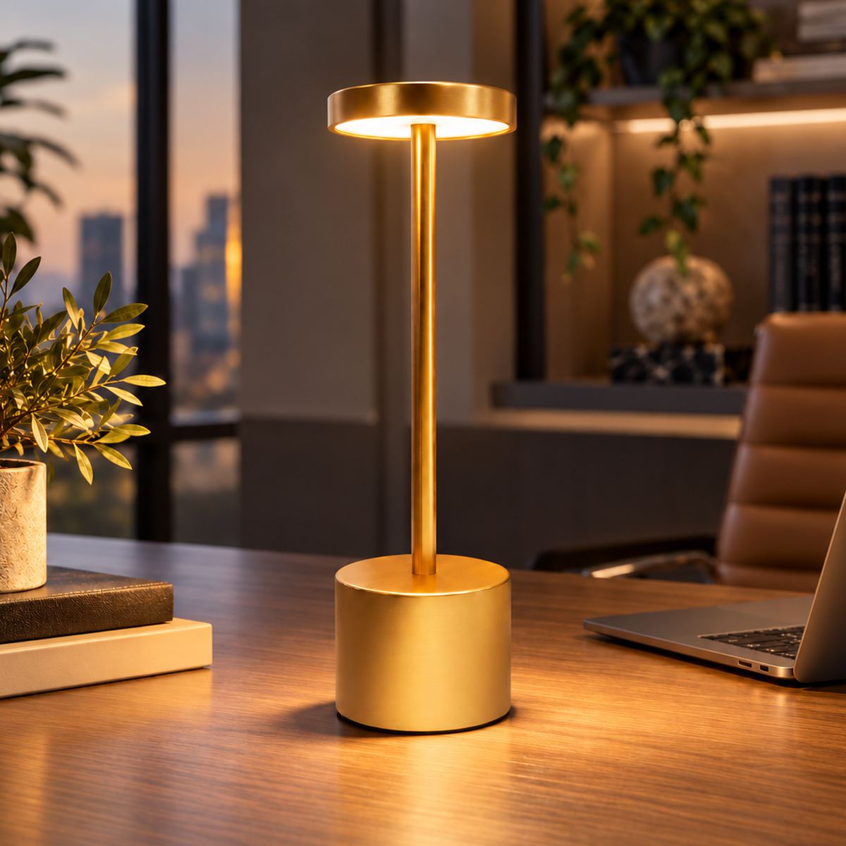 Luminária de Mesa Led Sem Fio Glow 4w Branco Quente/Frio Recarregável Bivolt Dourado Alut - ALUT