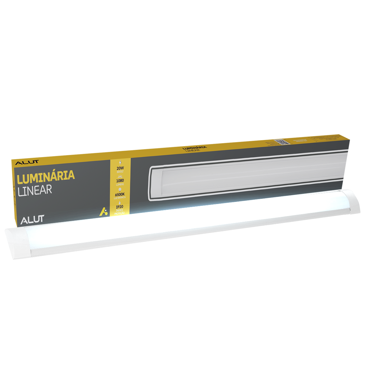 Luminária de Teto Linear 20w 6500K Branco Frio Bivolt IP20 Branco Alut - ALUT