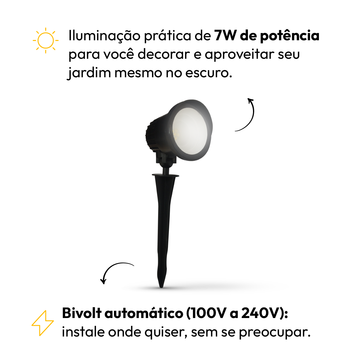 Luminária Led Espeto de Jardim 7W 6500k Branco Frio a prova d'água Alut - ALUT